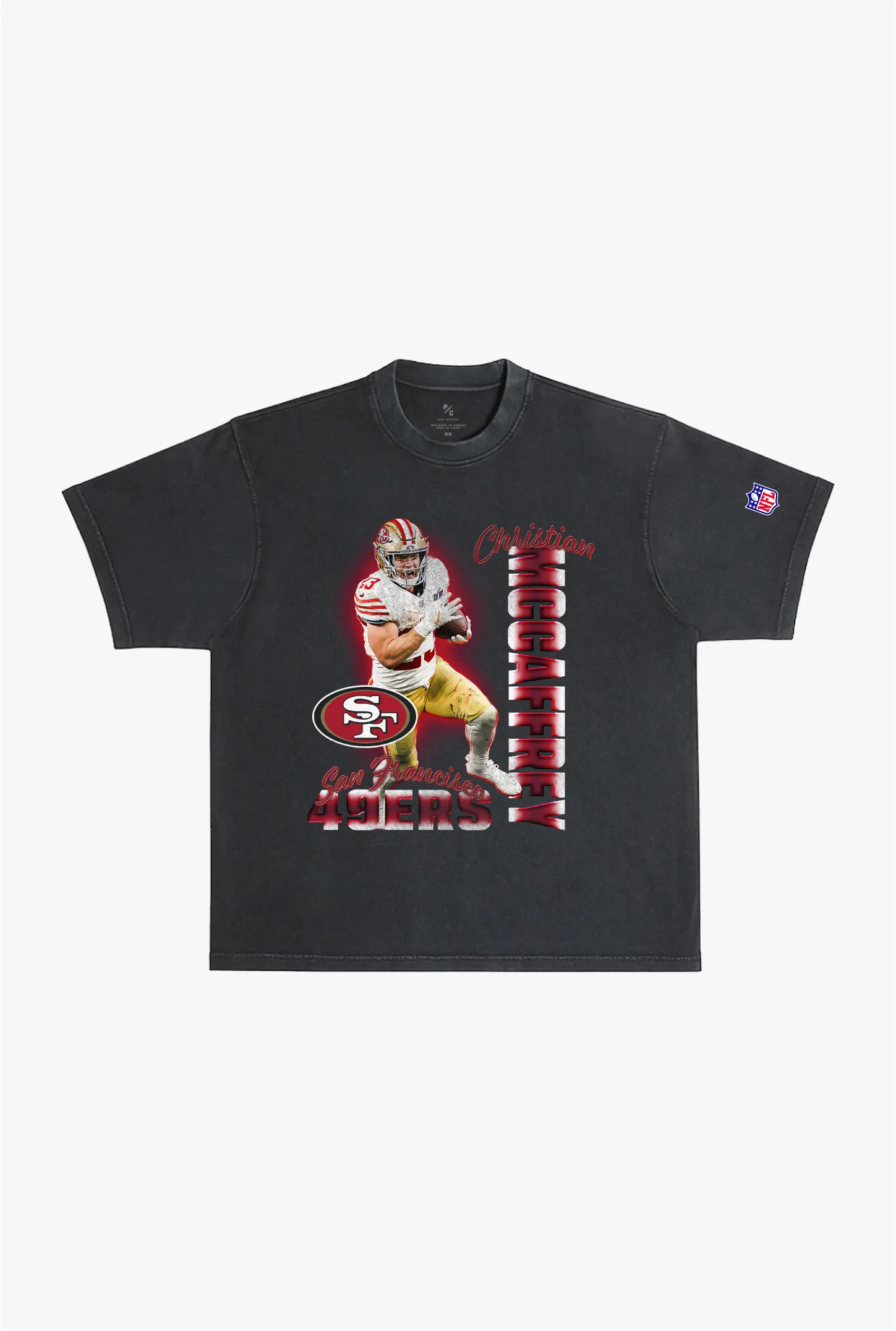 Christian McCaffrey Garment Dyed Heavyweight T-Shirt - Black sold by Peace-Collective