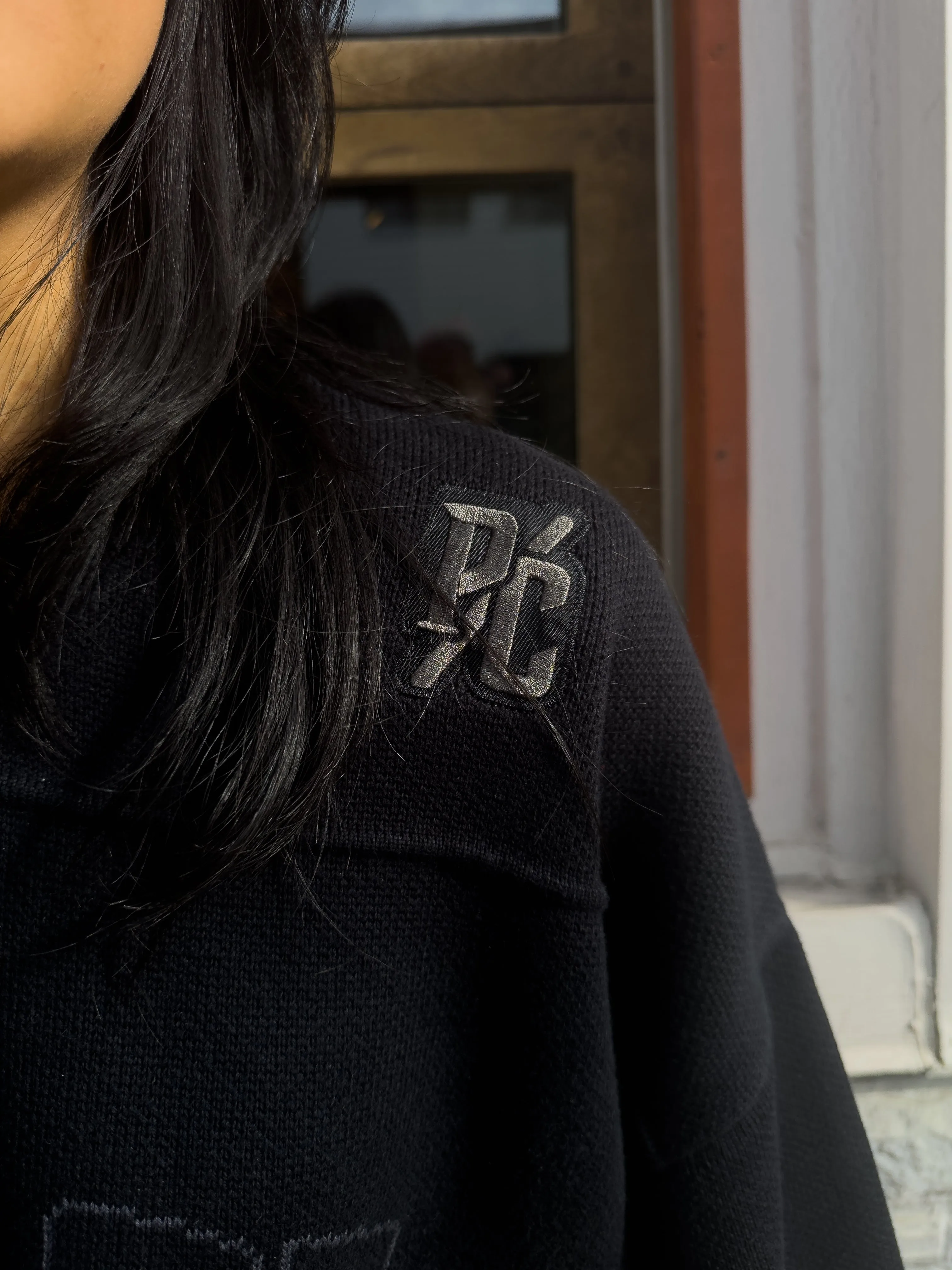 Peace Tonal Knit Football Sweater - Black sold by Peace-Collective product image thumbnail 3