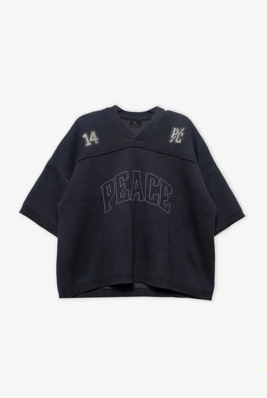 Peace Tonal Knit Football Sweater - Black sold by Peace-Collective