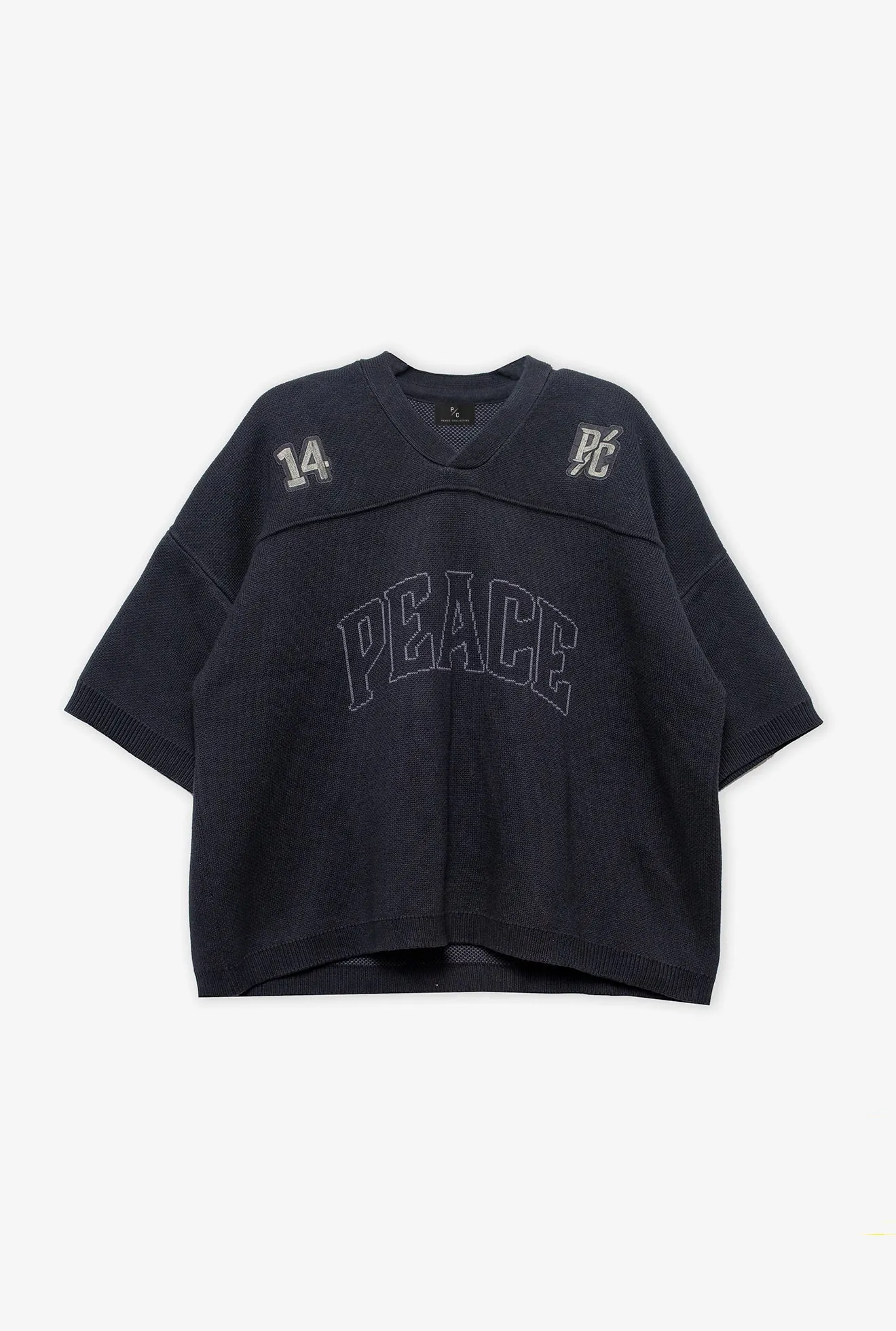 Peace Tonal Knit Football Sweater - Black sold by Peace-Collective