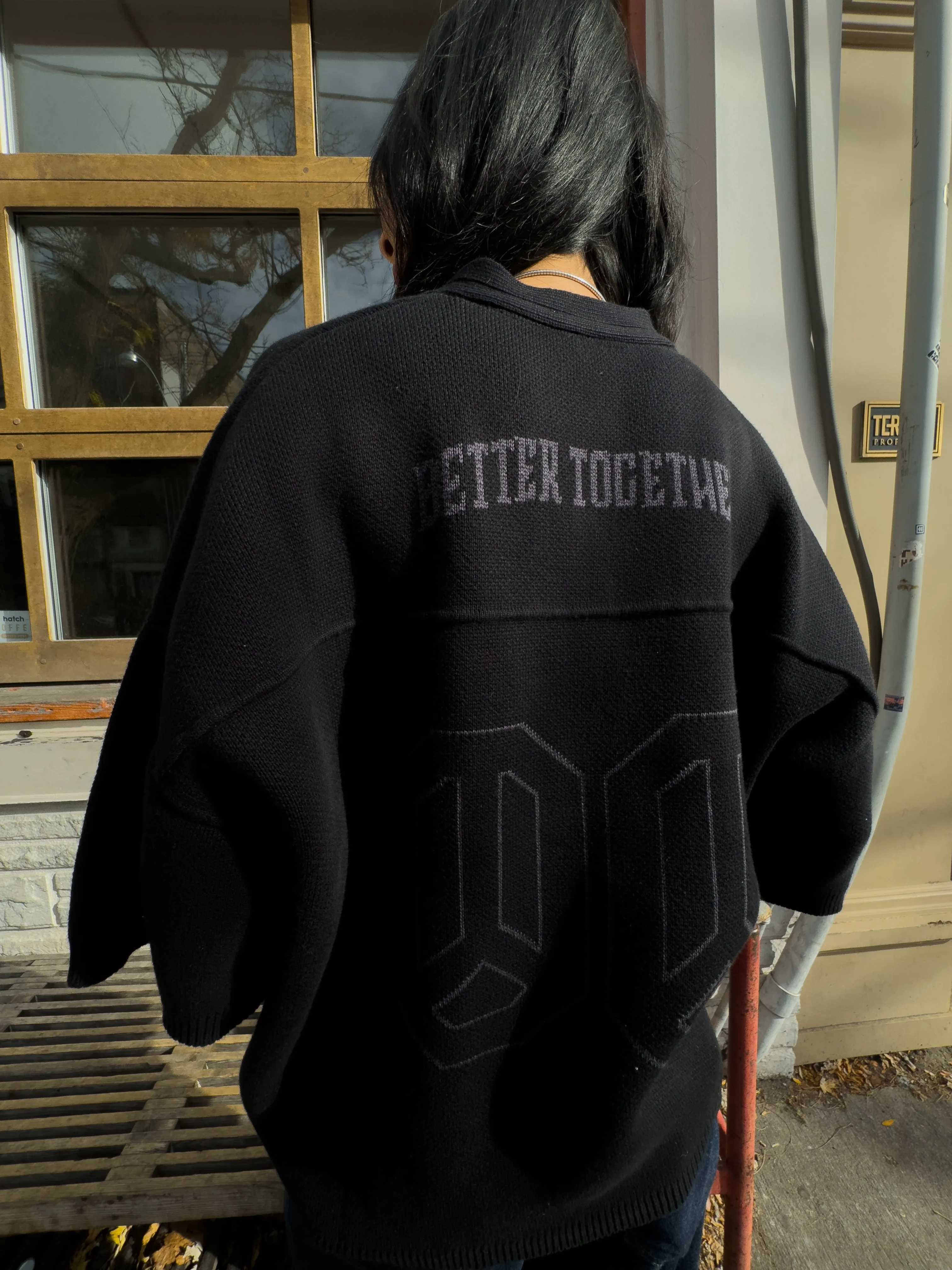 Peace Tonal Knit Football Sweater - Black sold by Peace-Collective product image thumbnail 4