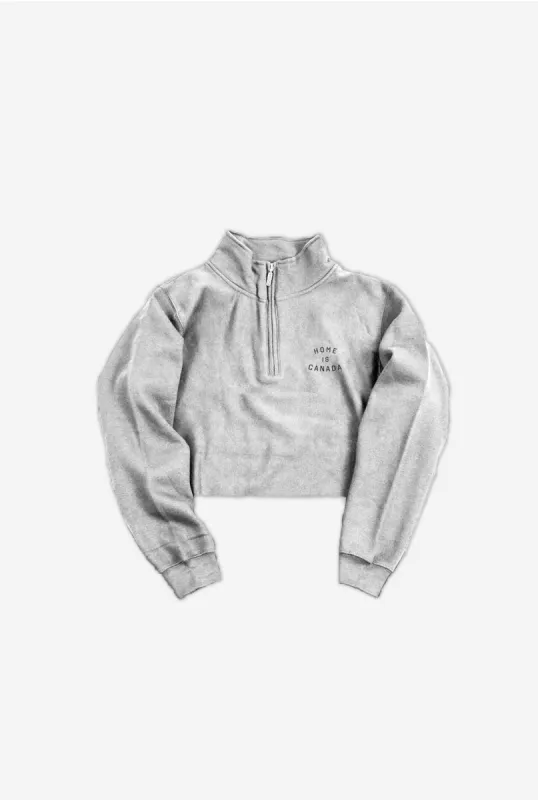 Home is Canada Cropped Quarter Zip - Grey sold by Peace-Collective