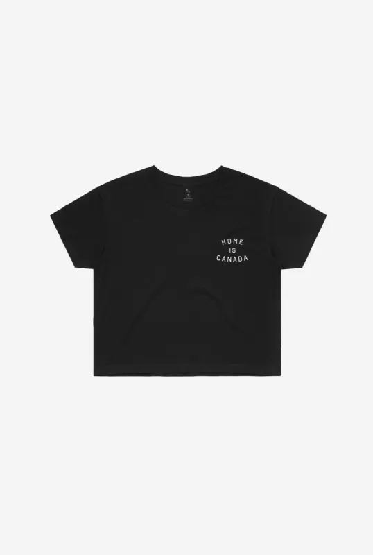 Home is Canada Crescent Cropped T-Shirt - Black sold by Peace-Collective