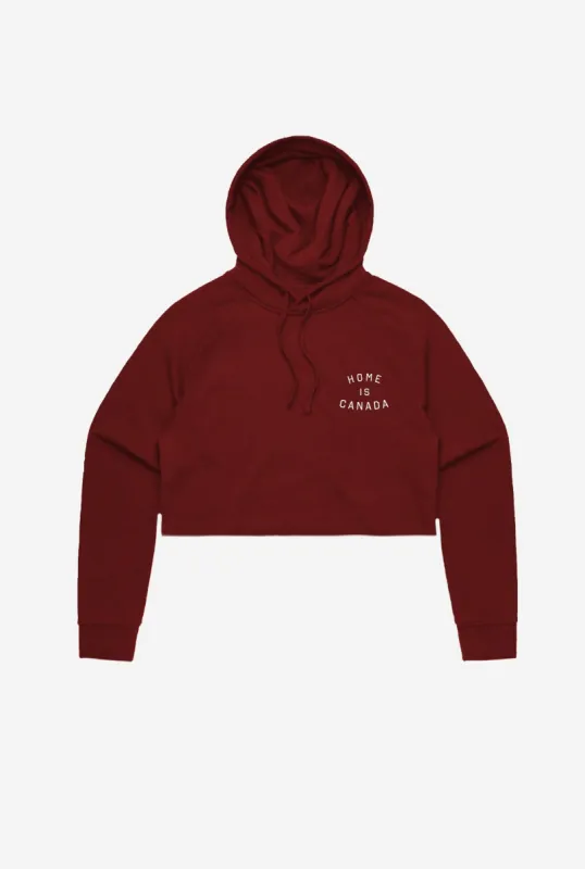 Home is Canada Crescent Cropped Hoodie - Maroon sold by Peace-Collective