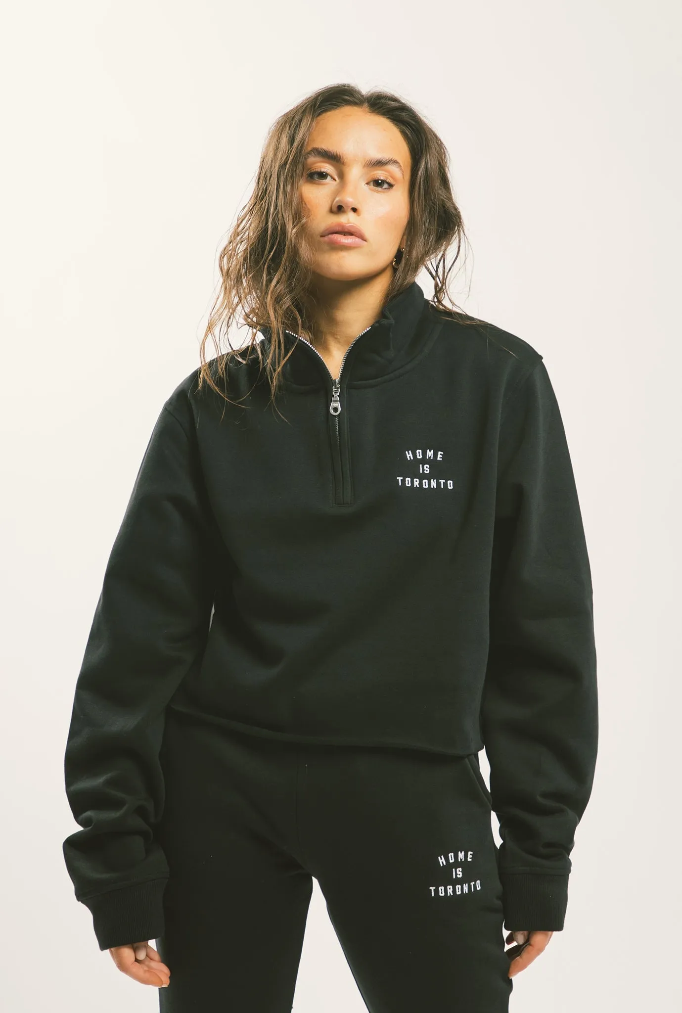 Home is Toronto Crescent Cropped Quarter Zip - Black sold by Peace-Collective product image thumbnail 2