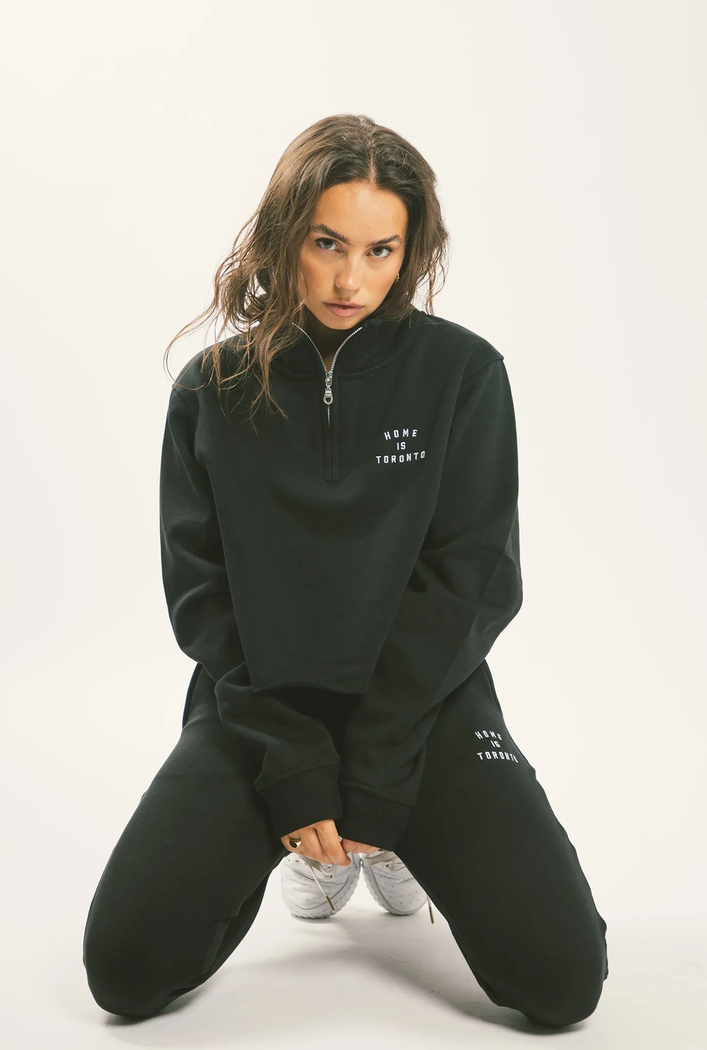 Home is Toronto Crescent Cropped Quarter Zip - Black sold by Peace-Collective product image thumbnail 3