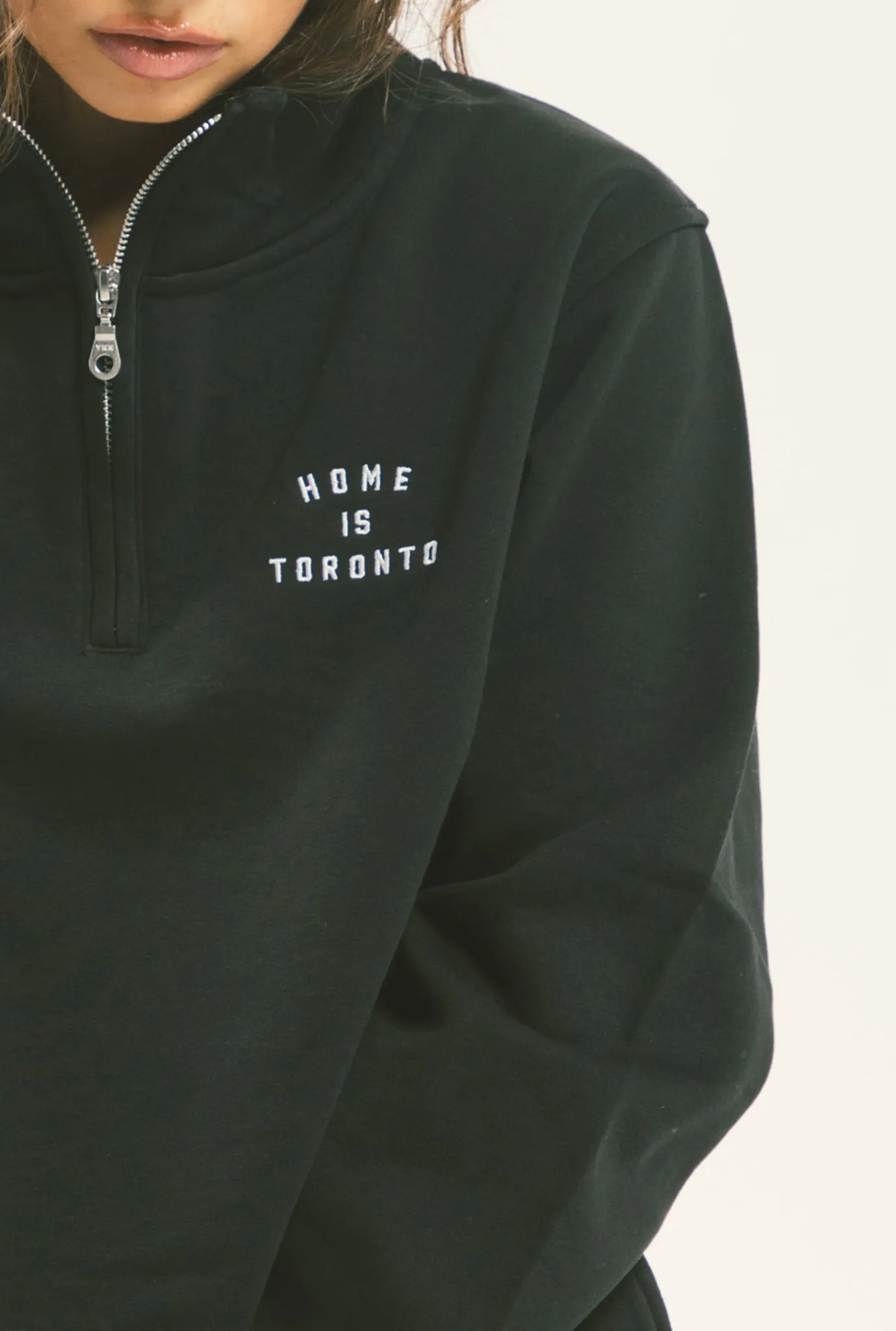 Home is Toronto Crescent Cropped Quarter Zip - Black sold by Peace-Collective product image thumbnail 4