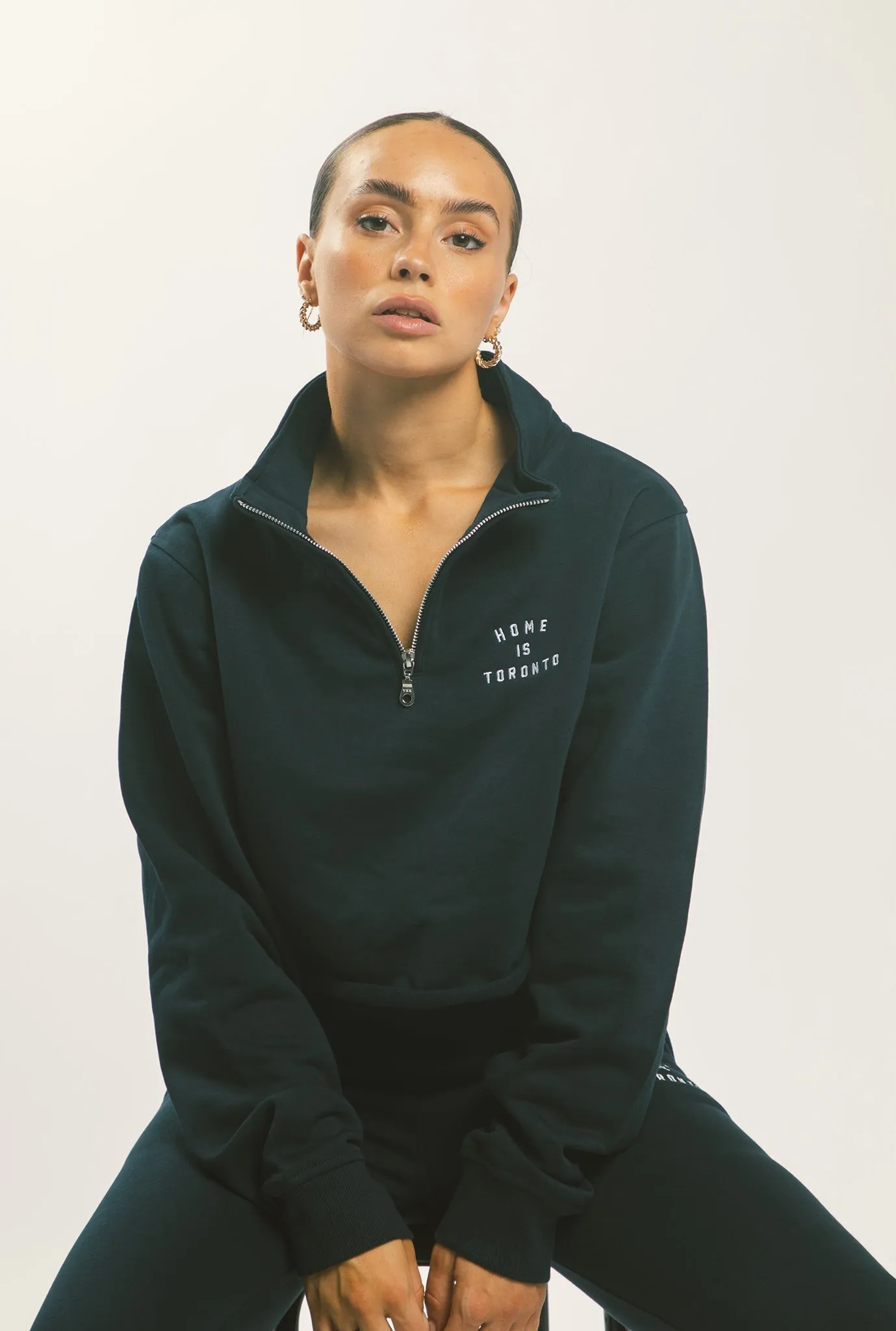 Home is Toronto Crescent Cropped Quarter Zip - Navy sold by Peace-Collective product image thumbnail 2