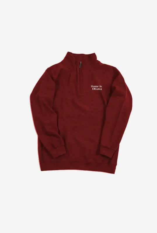 Home is Ottawa Quarter Zip Maroon sold by Peace-Collective