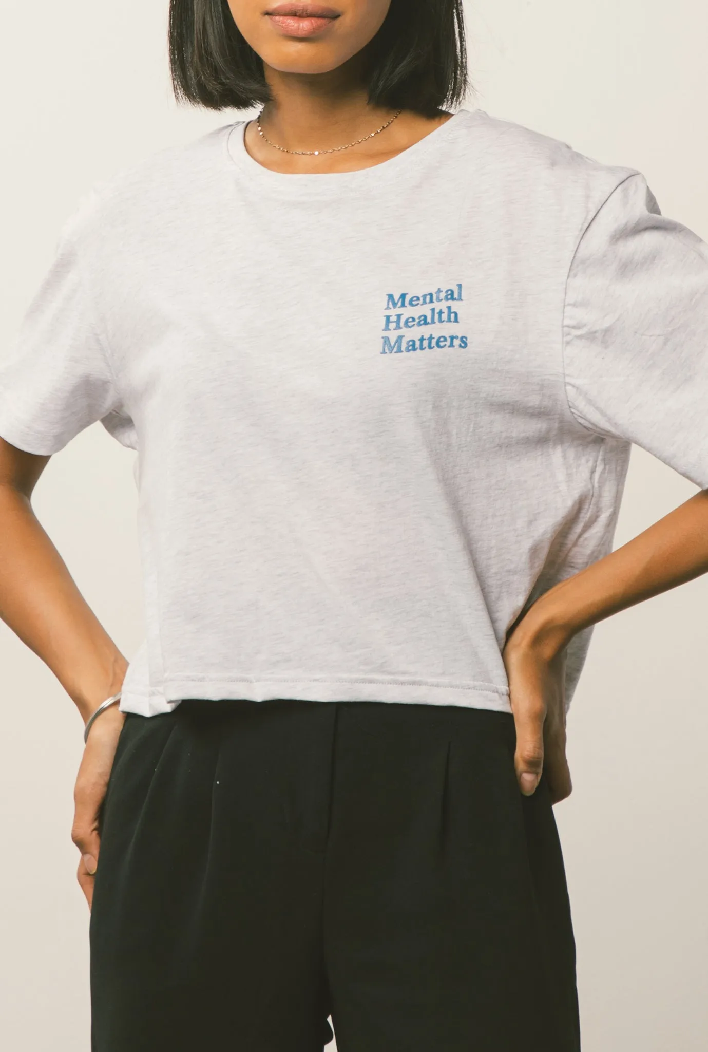 Mental Health Matters Cropped T-Shirt - Ash sold by Peace-Collective product image thumbnail 4