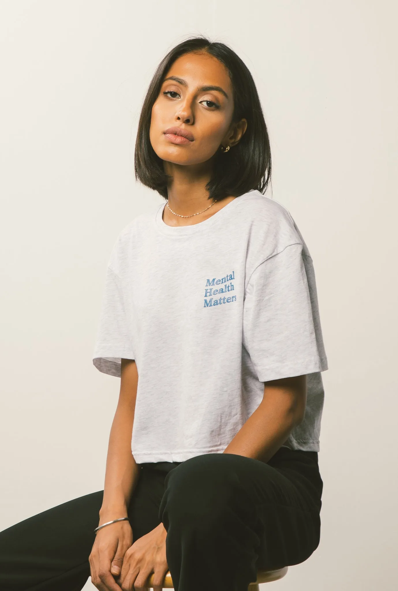 Mental Health Matters Cropped T-Shirt - Ash sold by Peace-Collective product image thumbnail 2