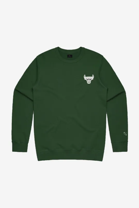 Chicago Bulls Logo Crewneck - Forest Green sold by Peace-Collective