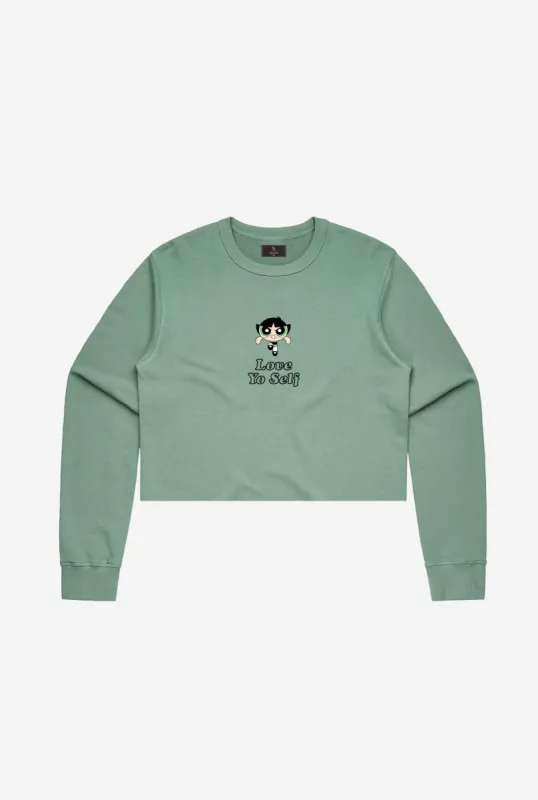 P/C x Powerpuff Girls Buttercup Cropped Crewneck - Sage sold by Peace-Collective