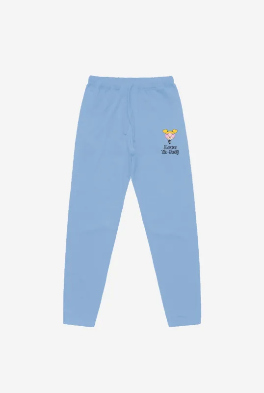 P/C x Powerpuff Girls Love Yo Self Joggers - Vista Blue sold by Peace-Collective