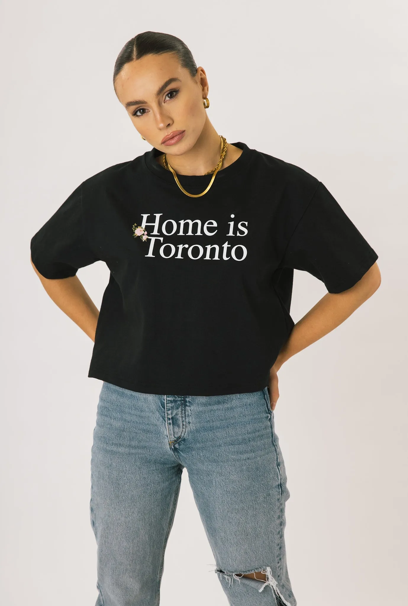 Home is Toronto Cropped Heavyweight T-Shirt - Black sold by Peace-Collective product image thumbnail 2