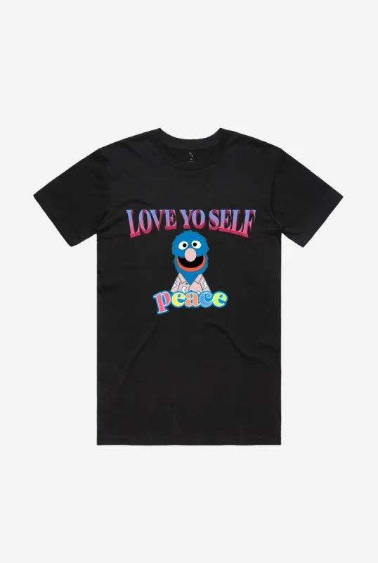 Grover Love Yo Self Rap T-Shirt - Black sold by Peace-Collective