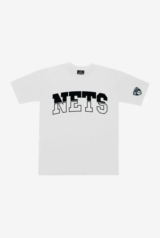 Brooklyn Nets Collegiate Heavyweight T-Shirt - White sold by Peace-Collective