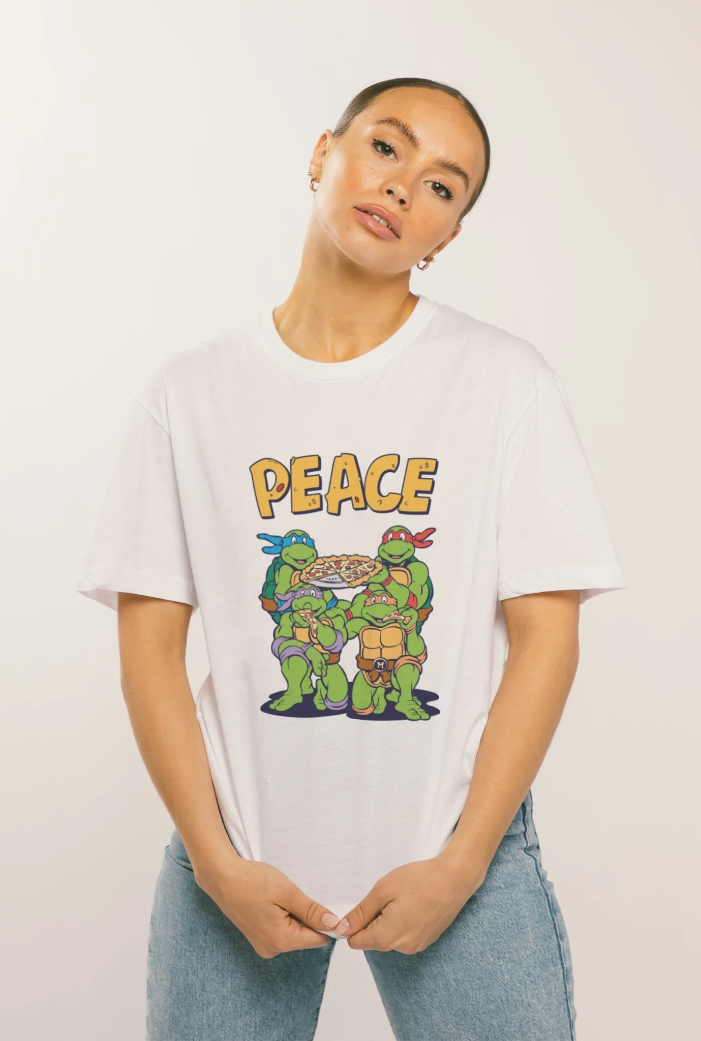 P/C x TMNT Peace Pizza T-Shirt - White sold by Peace-Collective product image thumbnail 2