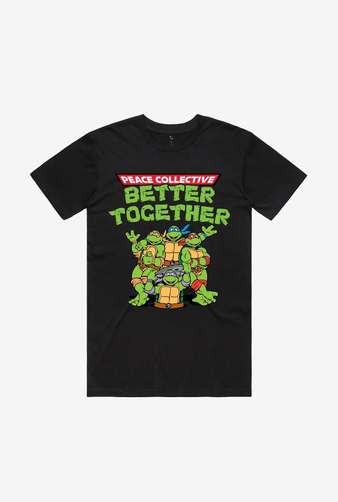 P/C x TMNT Better Together T-Shirt - Black sold by Peace-Collective