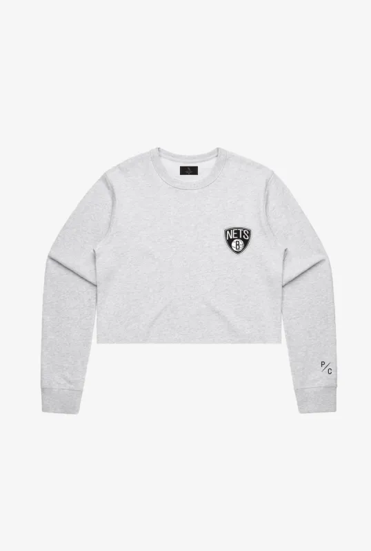 Brooklyn Nets Logo Cropped Crewneck - Grey sold by Peace-Collective