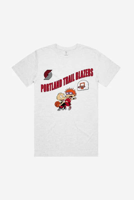 NBA x Rugrats Portland Trailblazers Chuckie/Tommy T-Shirt - Ash sold by Peace-Collective