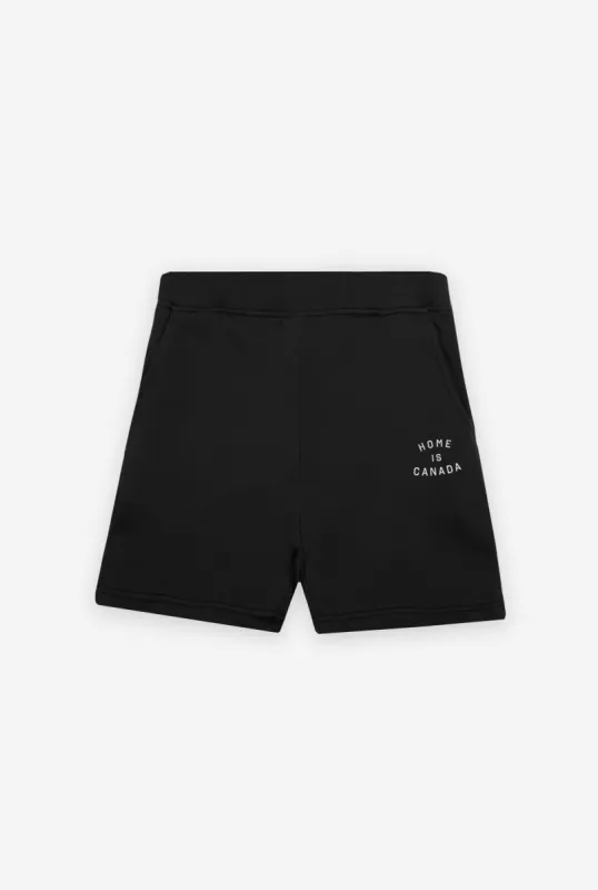 Home is Canada Crescent Fleece Shorts - Black sold by Peace-Collective