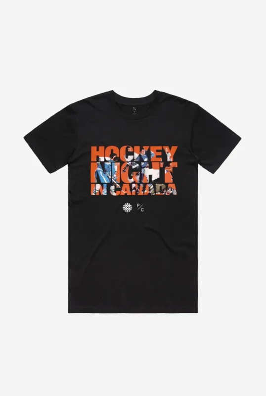 P/C x CBC Hockey Night in Canada T-Shirt - Black sold by Peace-Collective