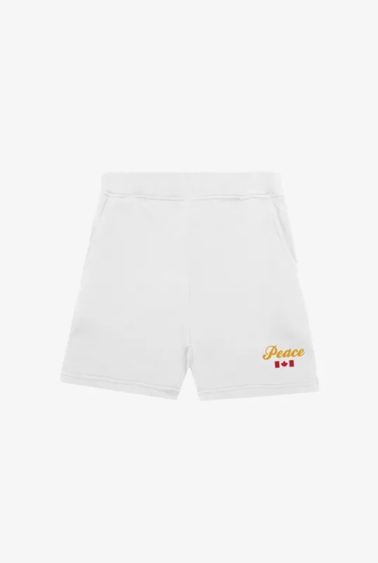 Peace Fleece Shorts - White sold by Peace-Collective