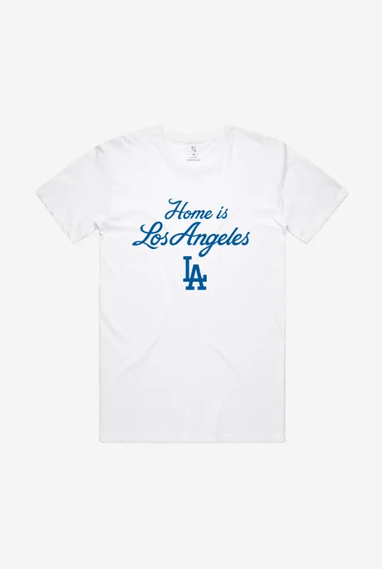Home is LA Dodgers T-Shirt - White sold by Peace-Collective