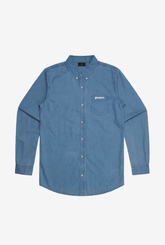Peace Essentials Button Up Shirt - Denim sold by Peace-Collective