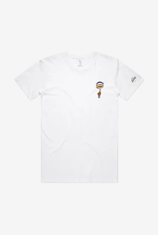 Los Angeles Lakers Spinning Ball T-Shirt - White sold by Peace-Collective