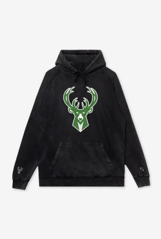 Milwaukee Bucks Stone Wash Hoodie - Black sold by Peace-Collective