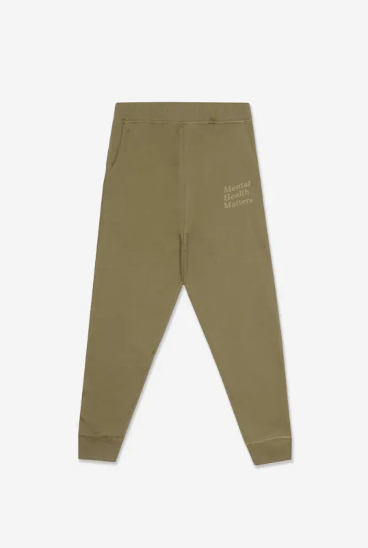 Mental Health Matters Tonal Jogger - Olive sold by Peace-Collective