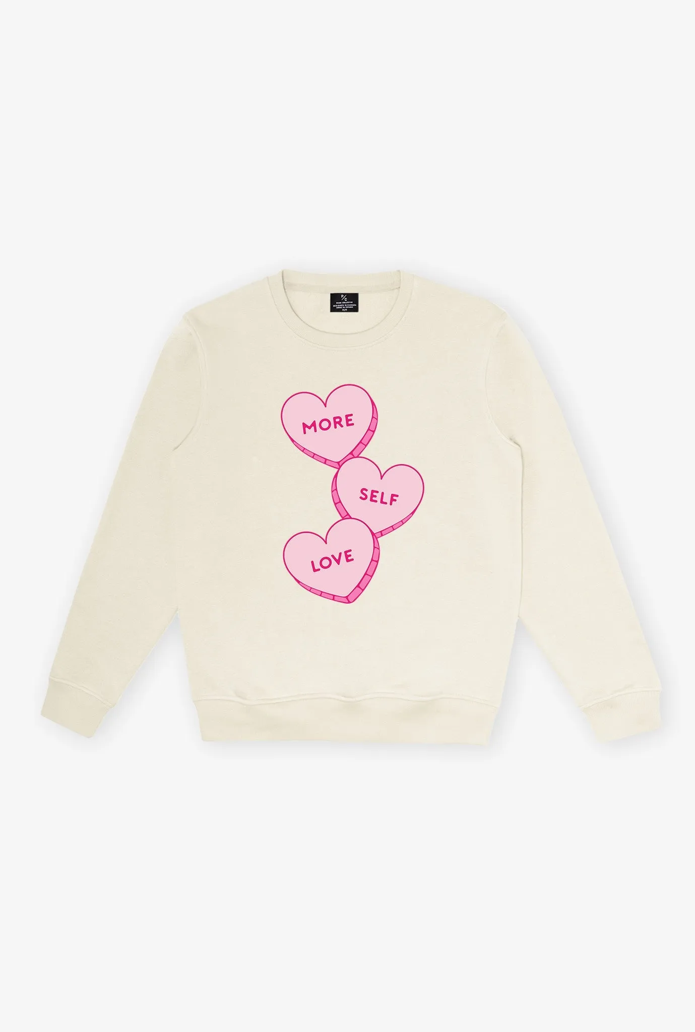 More Self Love Candy Hearts Crewneck - Ivory sold by Peace-Collective