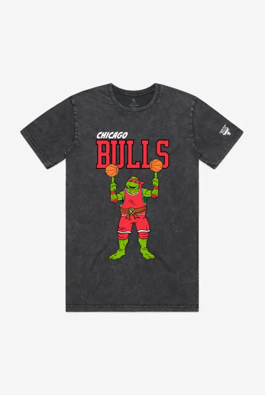 P/C x TMNT Chicago Bulls Stonewash T-Shirt - Black sold by Peace-Collective