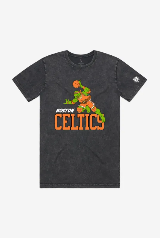 P/C x TMNT Boston Celtics Stonewash T-Shirt - Black sold by Peace-Collective