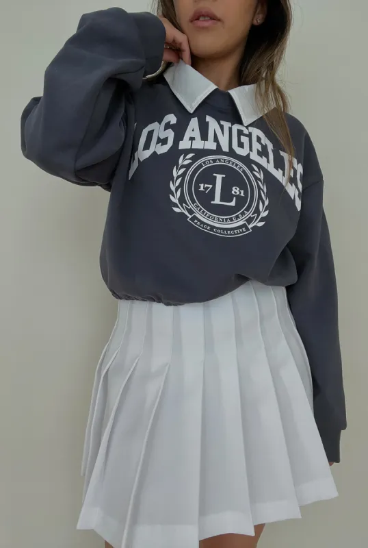 Los Angeles Vintage Collar Sweater - Navy sold by Peace-Collective