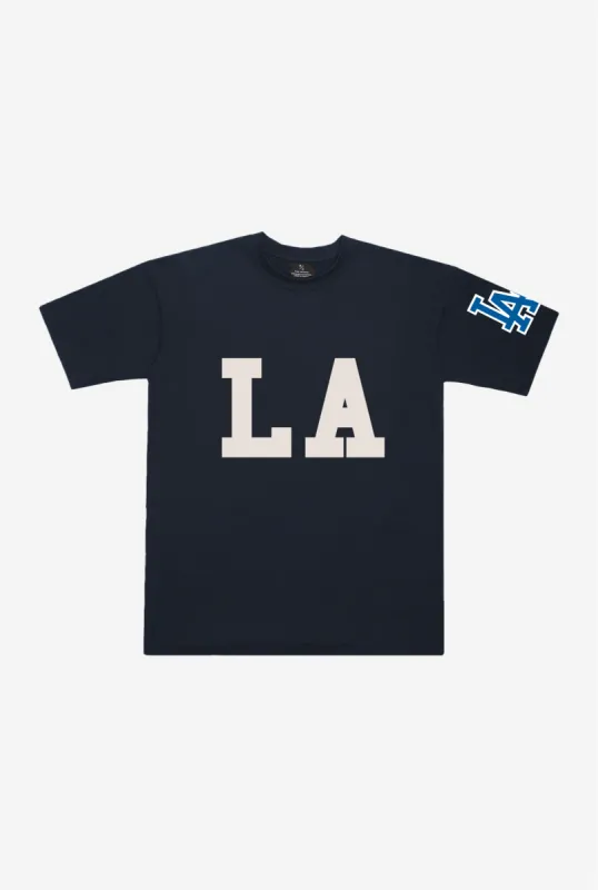 Los Angeles Dodgers 'LA' Heavyweight T-Shirt - Navy sold by Peace-Collective