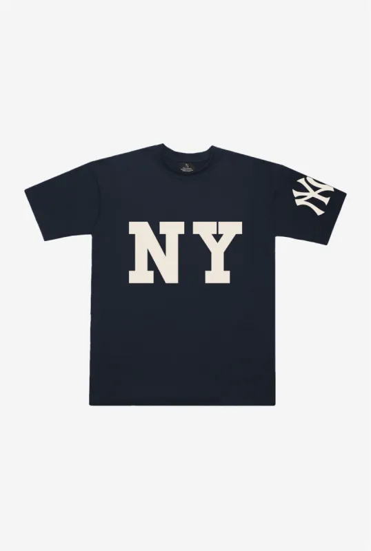 New York Yankees 'NY' Heavyweight T-Shirt - Navy sold by Peace-Collective