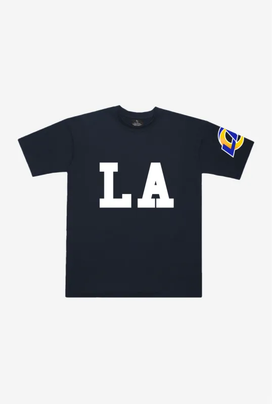Los Angeles Rams 'LA' Heavyweight T-Shirt - Navy sold by Peace-Collective