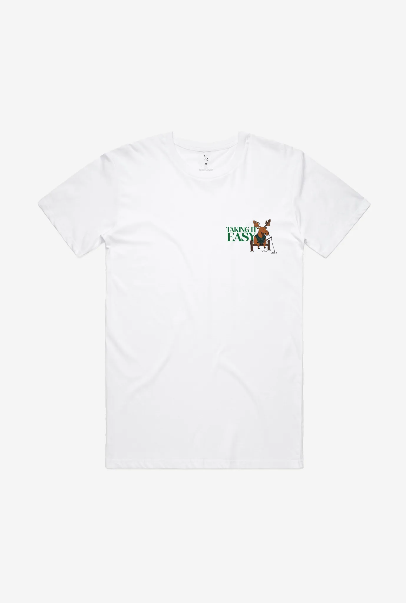 Taking It Easy Moose T-Shirt - White sold by Peace-Collective