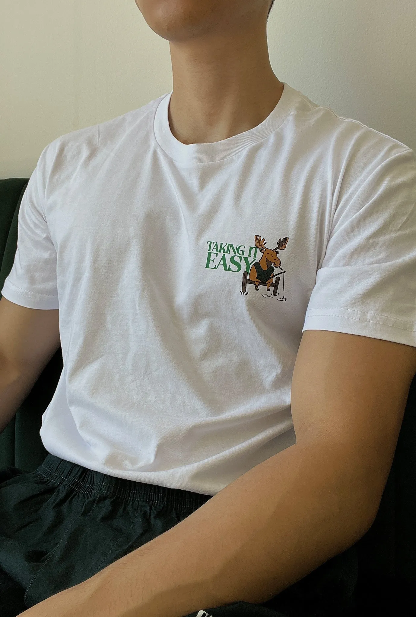 Taking It Easy Moose T-Shirt - White sold by Peace-Collective product image thumbnail 3