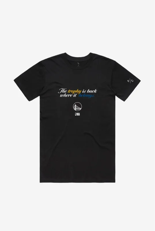 Golden State Warriors Champions '22 - Trophy T-Shirt - Black sold by Peace-Collective