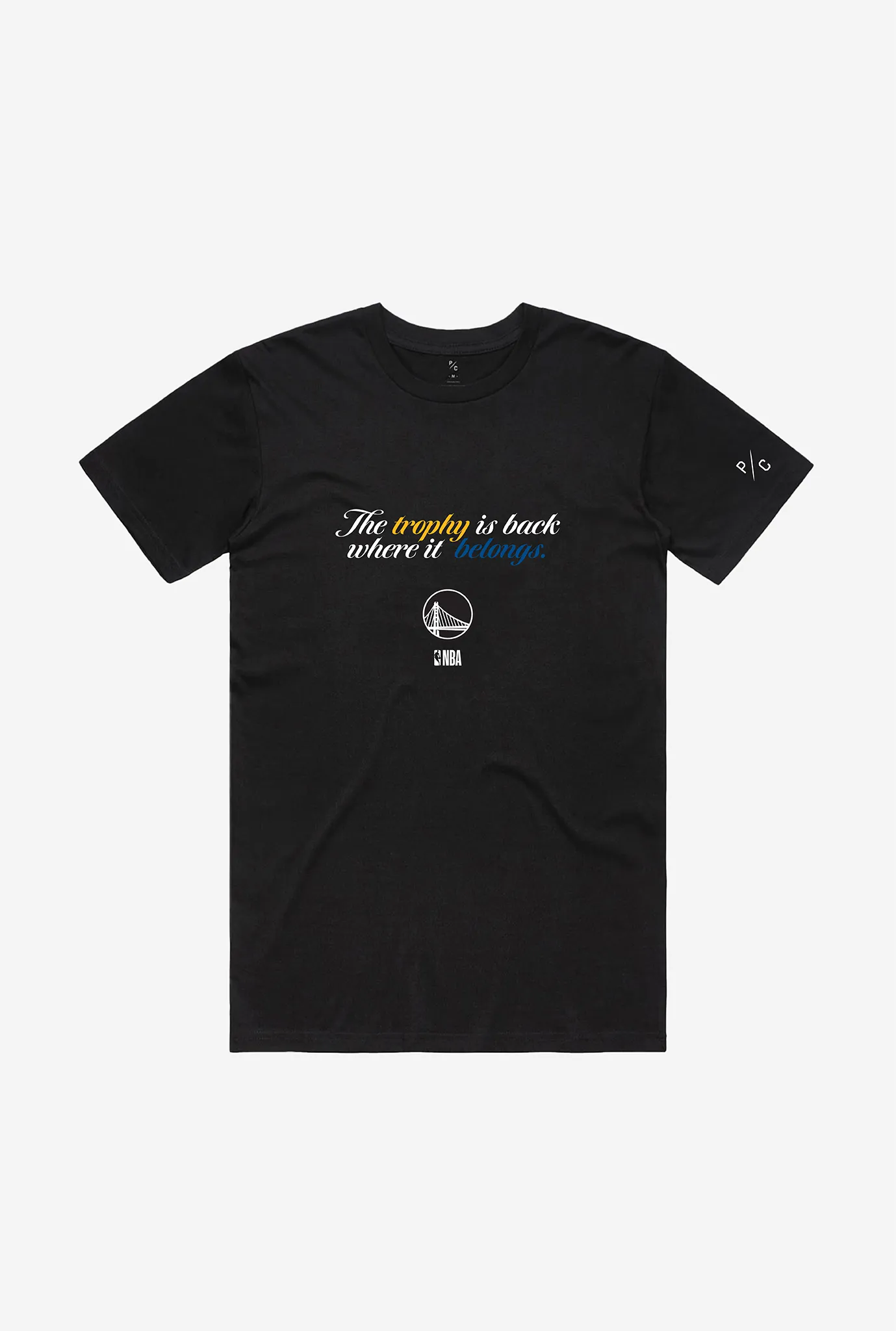 Golden State Warriors Champions '22 - Trophy T-Shirt - Black sold by Peace-Collective