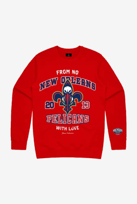 New Orleans Pelicans Washed Crewneck - Red sold by Peace-Collective
