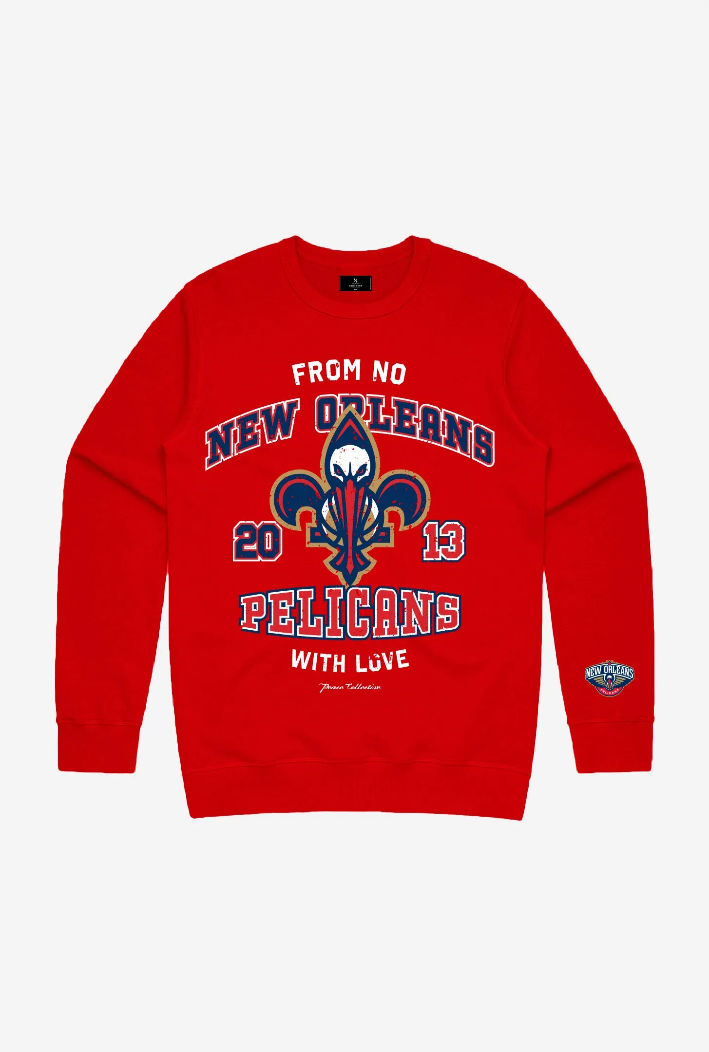 New Orleans Pelicans Washed Crewneck - Red sold by Peace-Collective