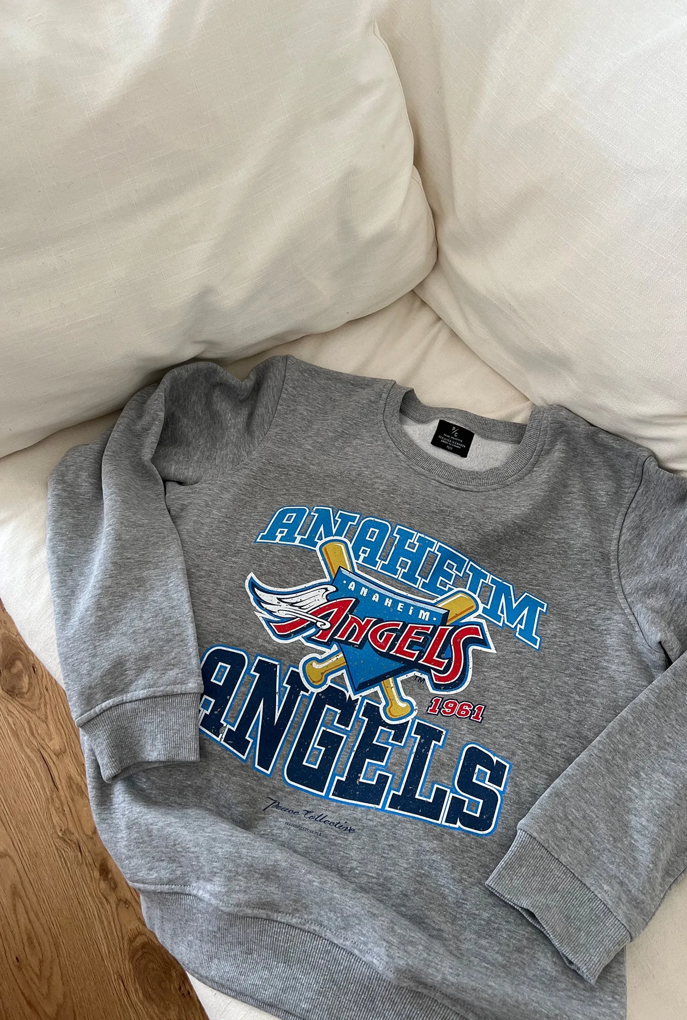 Anaheim Angels Vintage Washed Crewneck - Grey sold by Peace-Collective product image thumbnail 5