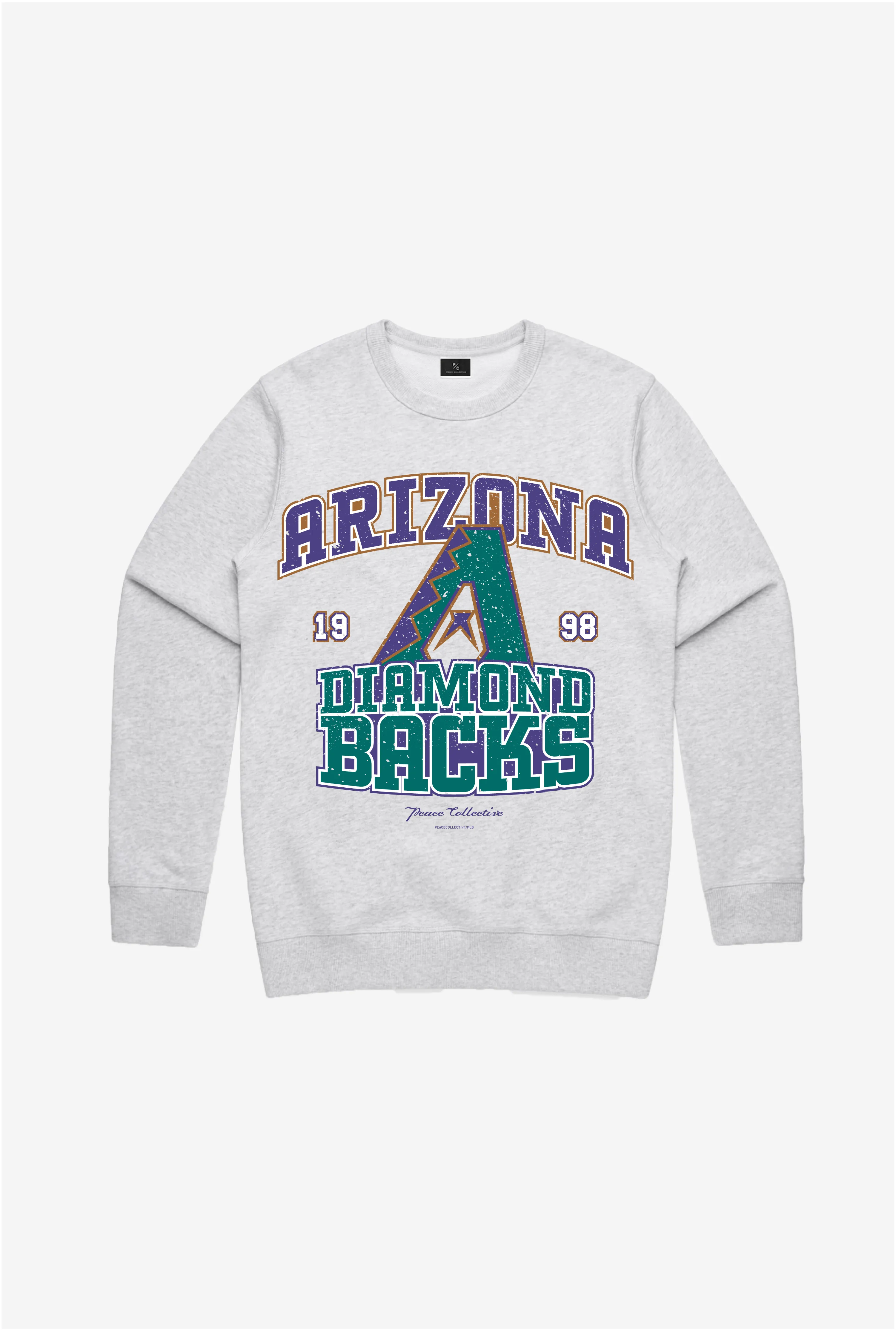 Arizona Diamondbacks Vintage Washed Crewneck - Grey sold by Peace-Collective