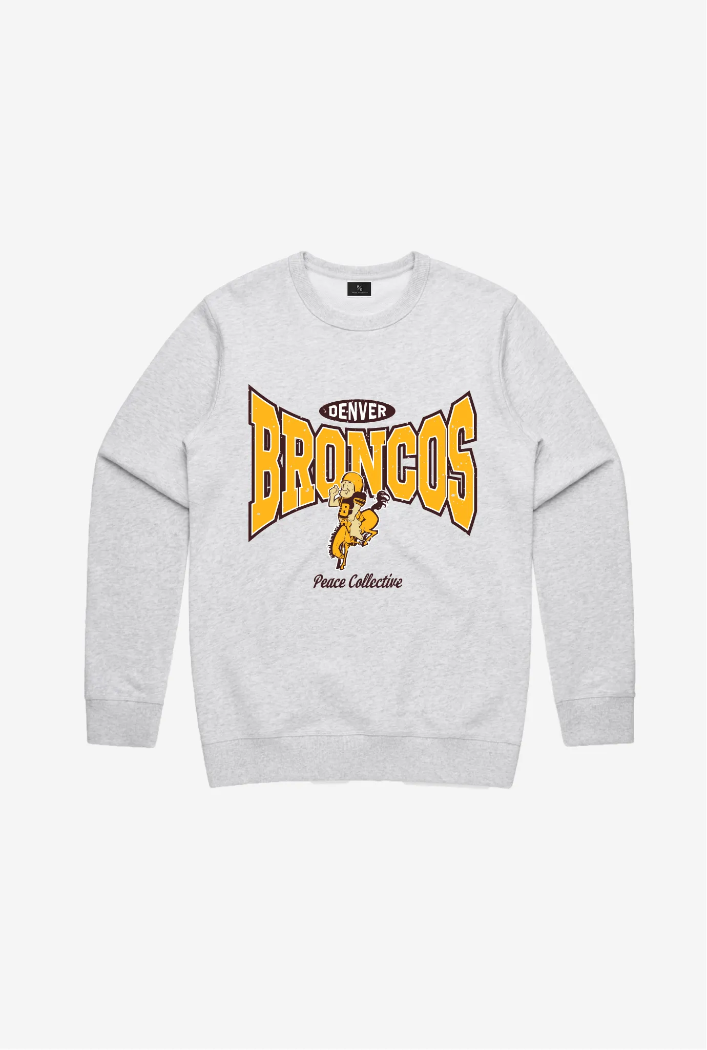 Denver Broncos Washed Graphic Crewneck - Ash sold by Peace-Collective