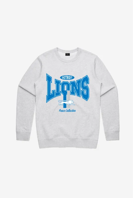 Detroit Lions Washed Graphic Crewneck - Ash sold by Peace-Collective